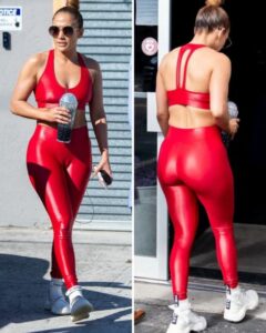 Jennifer Lopez shows off her age-defying figure in a tight outfit that reveals her curves…But she reveals this sensitive thing